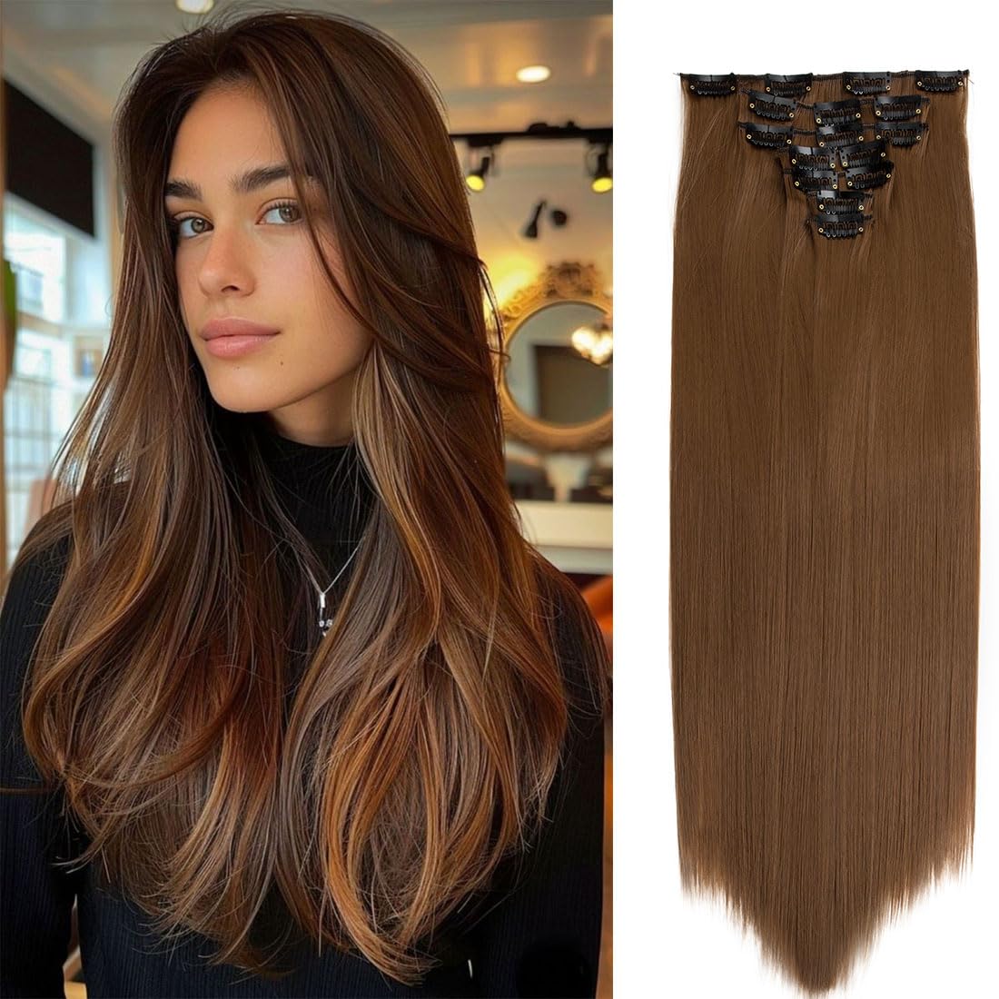 Swy Hair Clip in Hair Extensions Body Wave 22 inches 7Pcs 150g